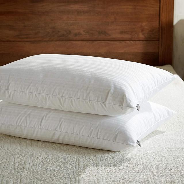 Goose Feather Down Pillows - Set of 2 Bed Pillows for Sleeping with Premium 100% Cotton Shell, Queen