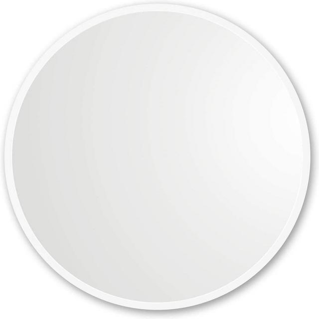 24” x 24” White Rubber Framed Round Bathroom Mirror