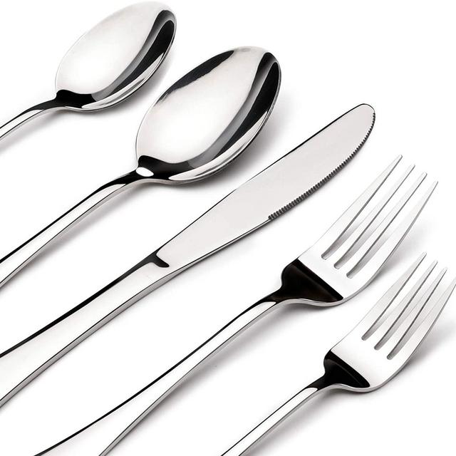 Stainless Steel Flatware Service for 8, 40-Piece Silverware Set