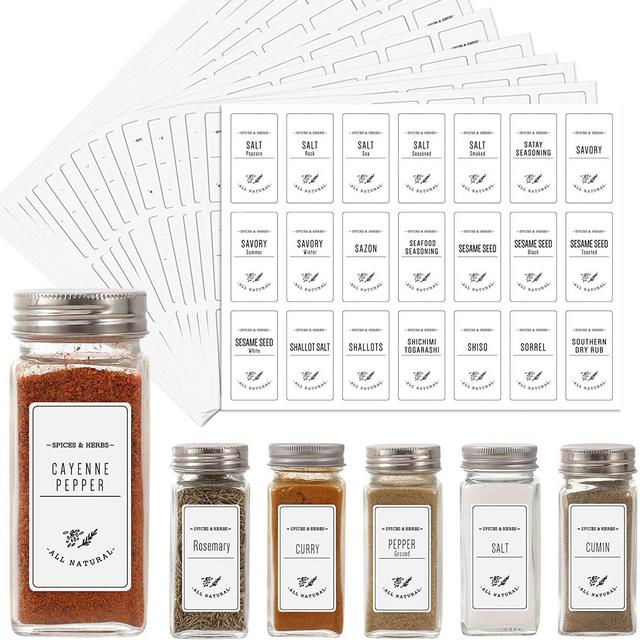 White Printed Spice Jar Labels Stickers, set of 399
