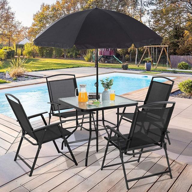 6 Piece Patio Table and Chair set with umbrella