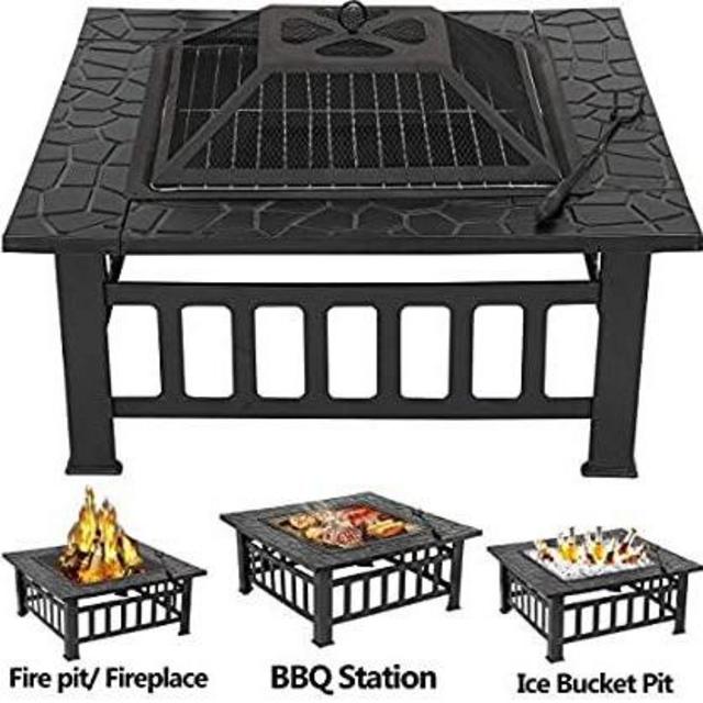 32 in Outdoor Wood Burning Fire Pit w/ Rain Cover