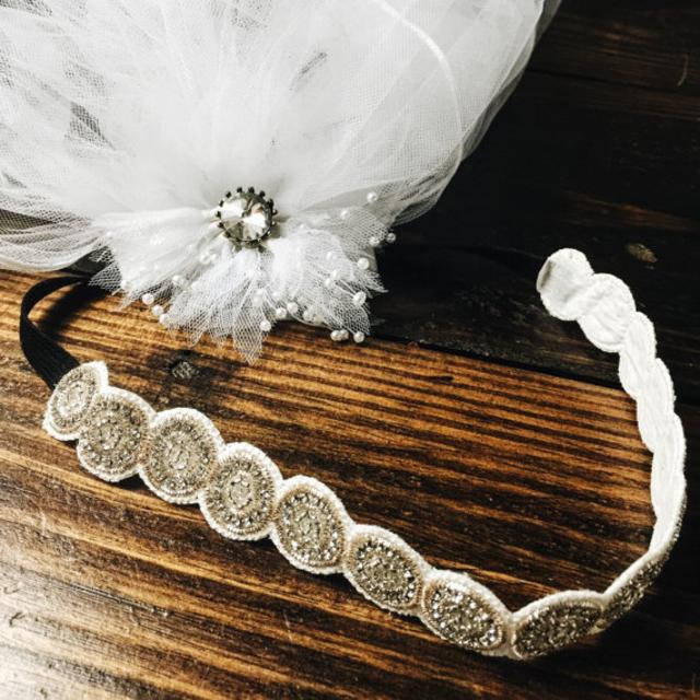 Limited Edition: Boho Headband and Crystal Bachelorette Veil - Unique on trend bachelorette Party style