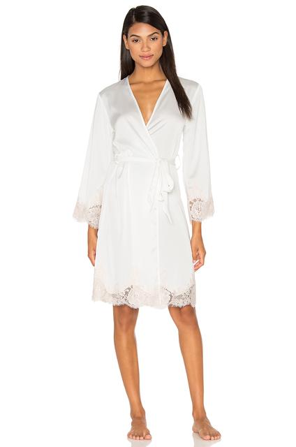 homebodii Bride Embroidered Robe in White