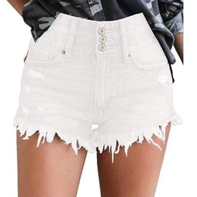 luvamia Women's Casual Denim Shorts Frayed Raw Hem Ripped Jeans Shorts