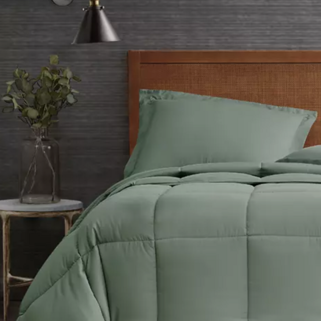 London Fog Garment Wash Solid Green Comforter Set - Queen