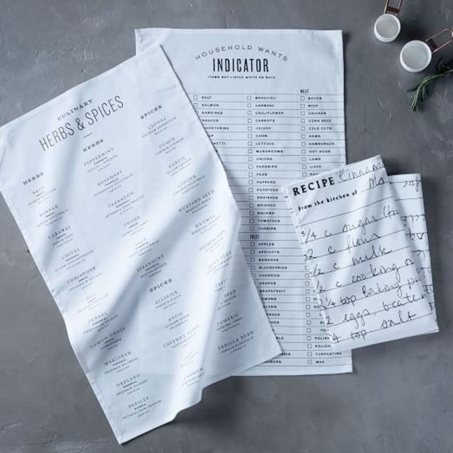 Found Kitchen Graphic Tea Towels - Herbs & Spices
