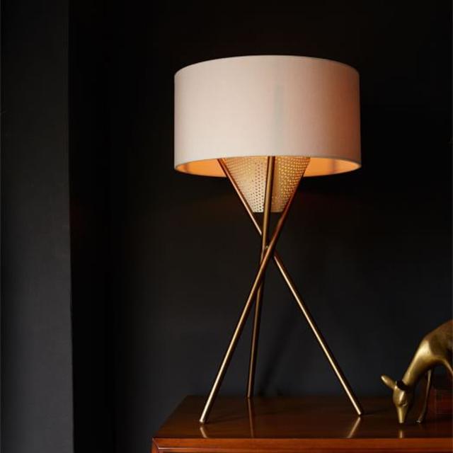 Mid-Century Tripod Table Lamp - Antique Brass