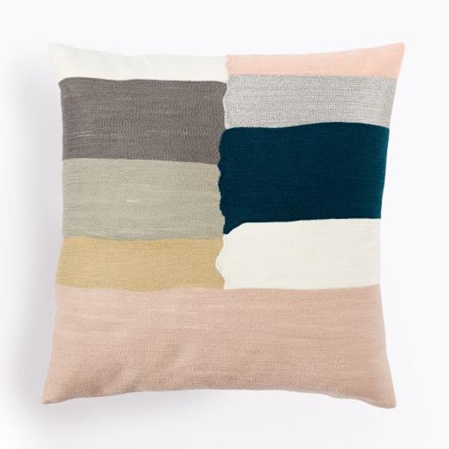 Crewel Mixed Stripes Pillow Cover - Rosette