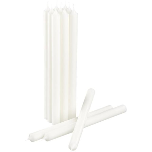 set of 12 white taper candles