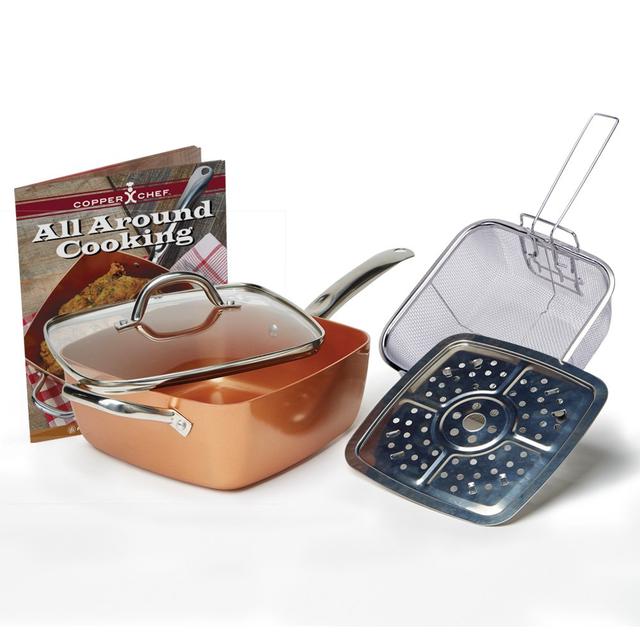 Tristar Products 4 Piece Chef Pan with Glass Lid, Copper