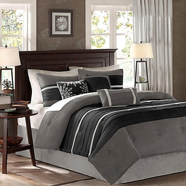Madison Park Palmer 7-Piece Comforter Set in Black/Grey (King)
