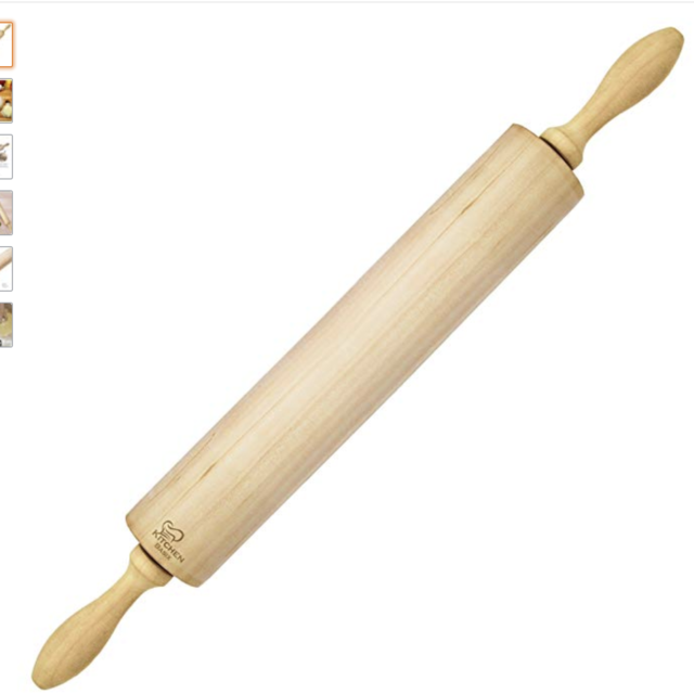 Rolling Pin - Classic Wood - Ideal for Baking Needs - Professional Dough Roller - Used by Bakers & Cooks for Pasta, Cookie Dough, Pastry, Bakery, Pizza, Fondant, Chapati - 16.5 inches by 2.2 inches
