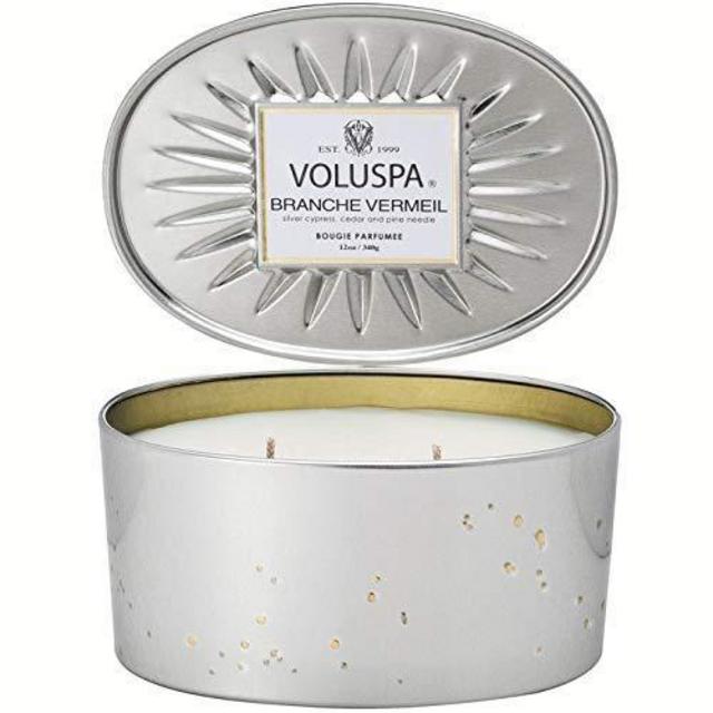 Voluspa Branche Vermeil 2 Wick Oval Tin Candle, 12 Ounces