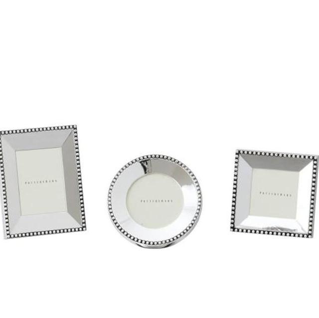 Beaded Silver-Plated Picture Frame, Set of 3 mini, one of each style