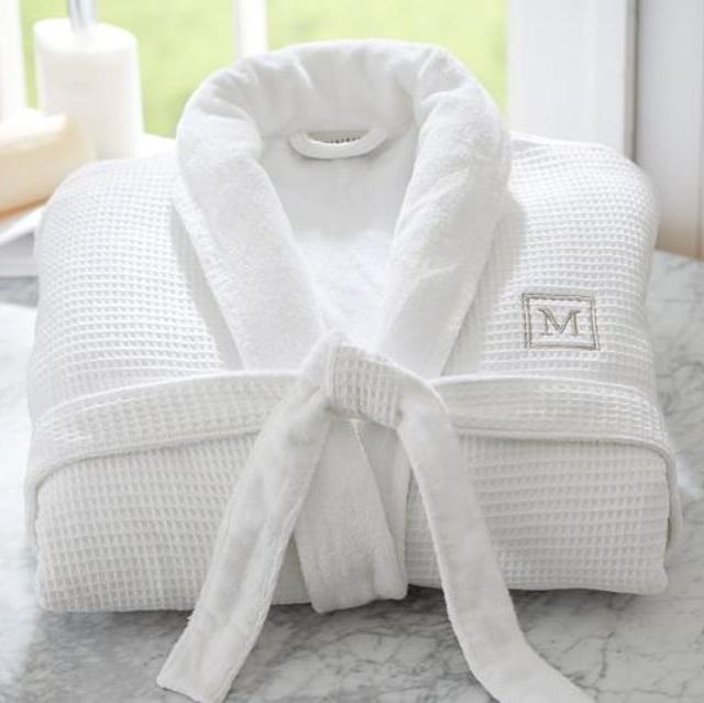 Waffle Weave Resort Robe, Large, White
