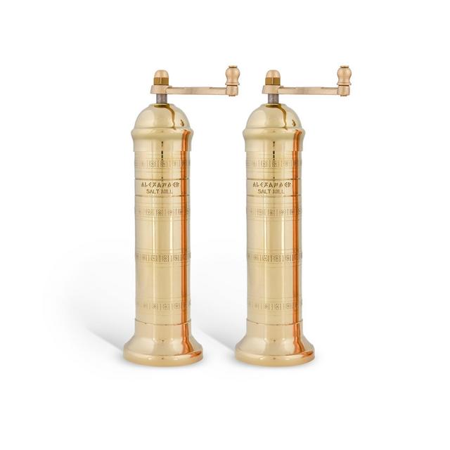 The Original Greek Brass Pepper and Salt Mill Set - 8"