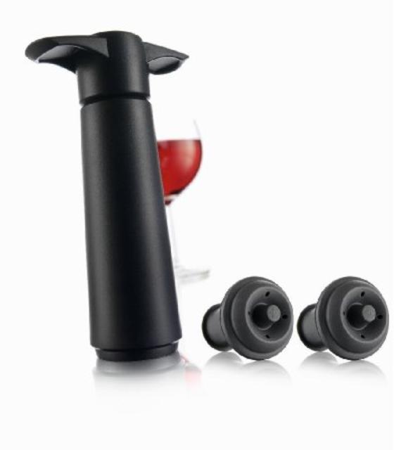 Vacu Vin Wine Saver Pump with 2 x Vacuum Bottle Stoppers - Black