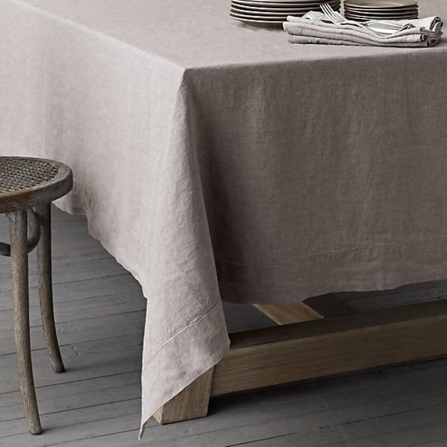 Stonewashed Belgian Linen Hemstitch Tablecloth