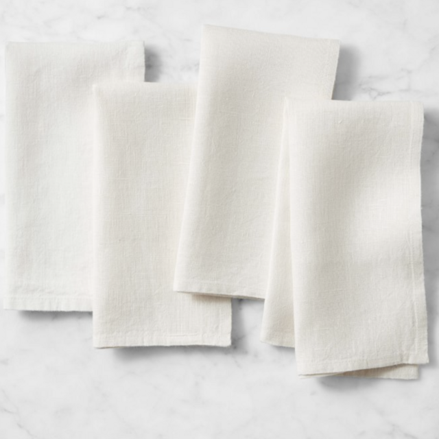 Italian Washed Linen Napkins in Cream, Set of 4
