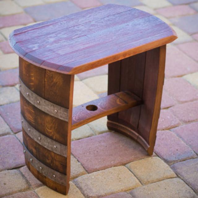 Wine Barrel Top Bench/End Table