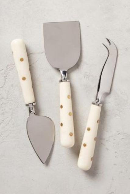 Brass-Dotted Cheese Knives