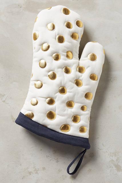 Gold Polka Dotted Pot Holder