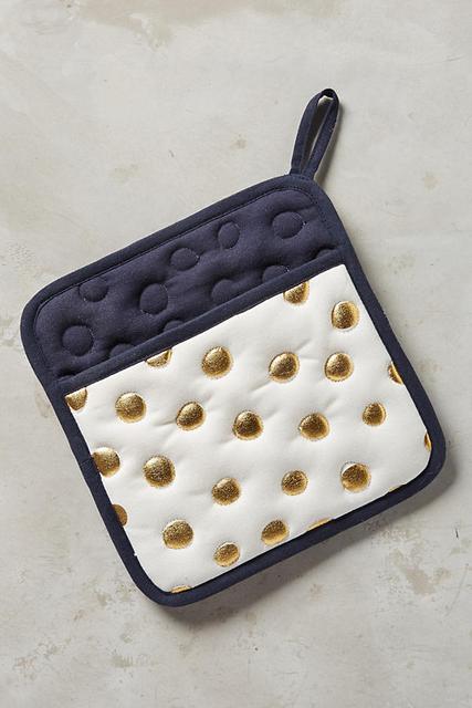 Gold Polka Dotted Pot Holder