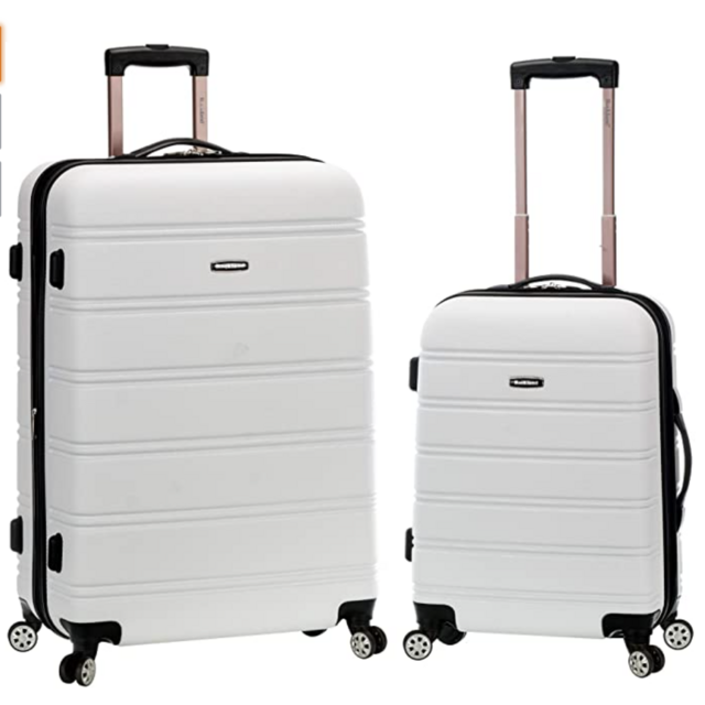 Rockland Melbourne Hardside Expandable Spinner Wheel Luggage, White, 2-Piece Set (20/28)