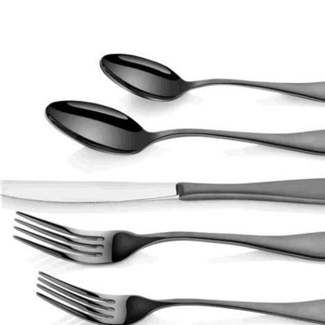 Natalia 20 Piece 18/10 Stainless Steel Black Flatware Set - Black