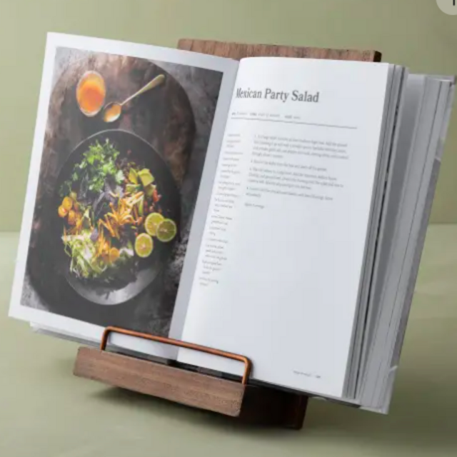 Magnolia Wooden Cookbook Stand with Copper Accents