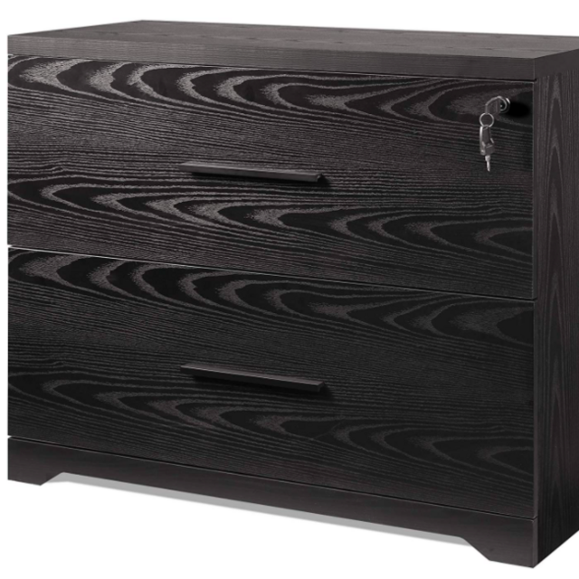 DEVAISE 2-Drawer Wood Lateral File Cabinet with Lock for Home Office, Black