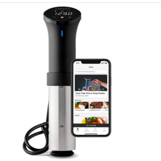 Anova Culinary AN500-US00 Sous Vide Precision Cooker (WiFi), 1000 Watts | Anova App Included, Black and Silver