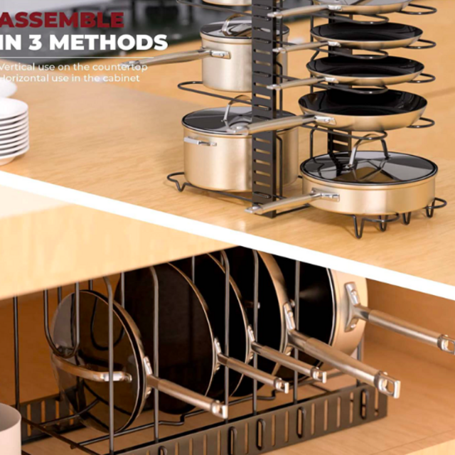 Vdomus Pot Rack Organizer, Black Metal