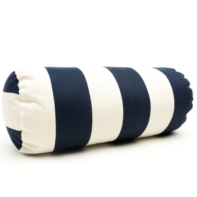 Striped Bolster Pillow in Navy Blue