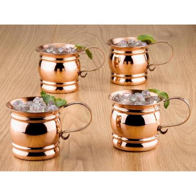 Old Dutch 16-ounce Flat Handle Solid Copper Moscow Mule Mug (Set of 4)