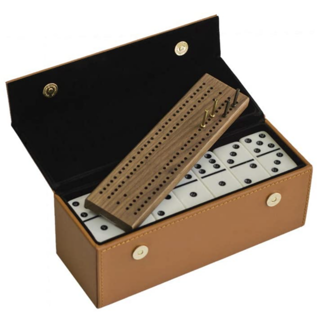 Alex Cramer Travel Domino Set with Personalized Brass Plate