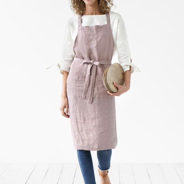 Linen bib apron - Woodrose
