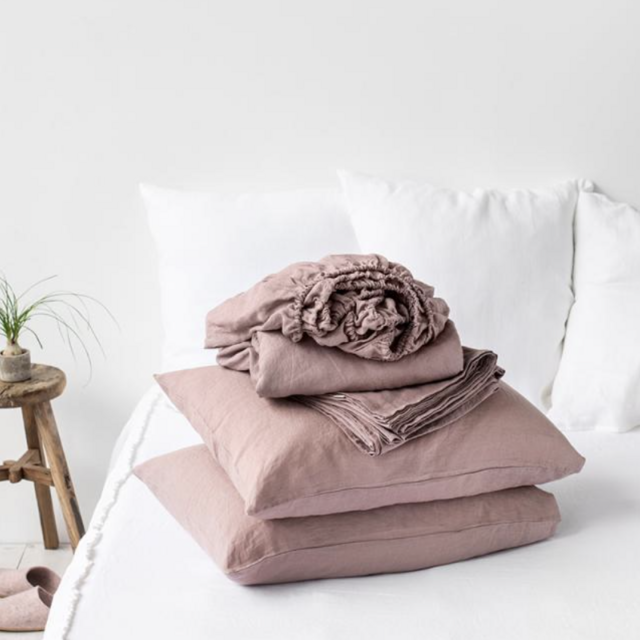 Woodrose linen sheet set (4 pcs)