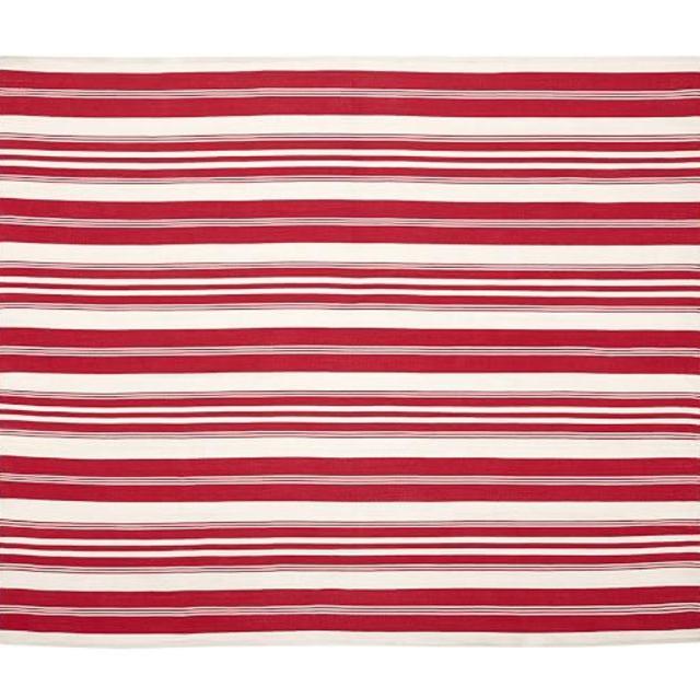 Oxford Stripe Recycled Yarn Indoor/Outdoor Rug - Red