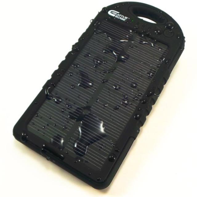 Solar Charger - Creative Edge(TM) Solar-5 Solar Panel 5000mAh Water/ Shock/ Dust Resistant Portable Backup Power Bank Pack Dual USB Charger for iPhone 6, 6 Plus, 5s, 5c, 4s, 4, iPods, iPad Mini Retina (Apple Lightning Adapter Included), Samsung Galaxy Note 3, Note 4, S3, S4, S5, Most Android/Windows Smart Cell Phones, GPS, Tablets, and Other USB-charged Devices