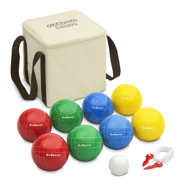 GoSports Backyard Bocce Set with 8 Balls, Pallino, Case and Measuring Rope