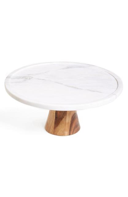Marble & Wood Cake Stand