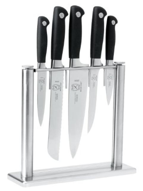 Mercer Culinary Genesis 6-Piece Forged Knife Block Set, Steel/Black