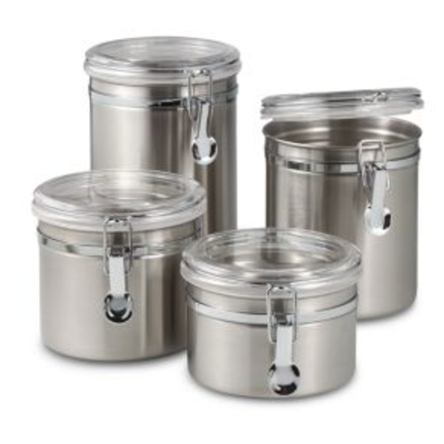 SALT™ Airtight Stainless Steel Canisters with Acrylic Tops