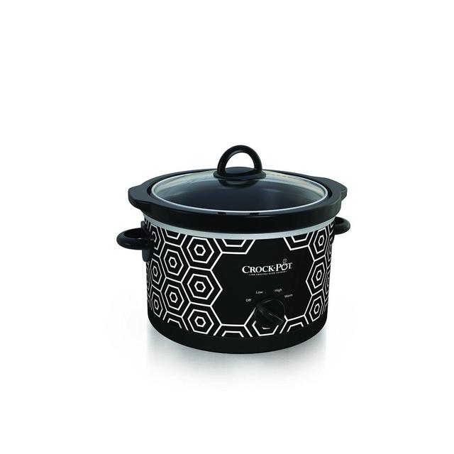 Crockpot SCR450-HX Round Slow Cooker, 4.5 quart, Black & White Pattern