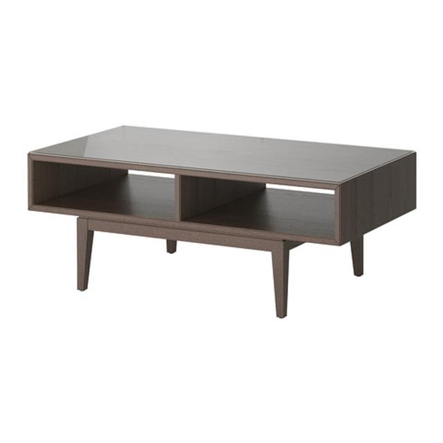 REGISSÖR Coffee table, brown, glass