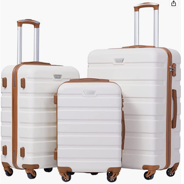 Coolife Luggage 3 Piece Set Suitcase Spinner Hardshell Lightweight TSA Lock 4 Piece Set