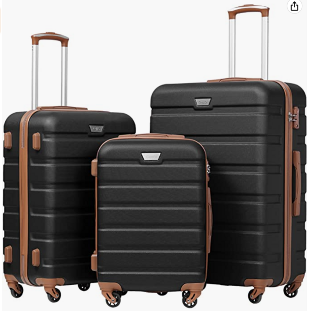 Coolife Luggage 3 Piece Set Suitcase Spinner Hardshell Lightweight TSA Lock 4 Piece Set