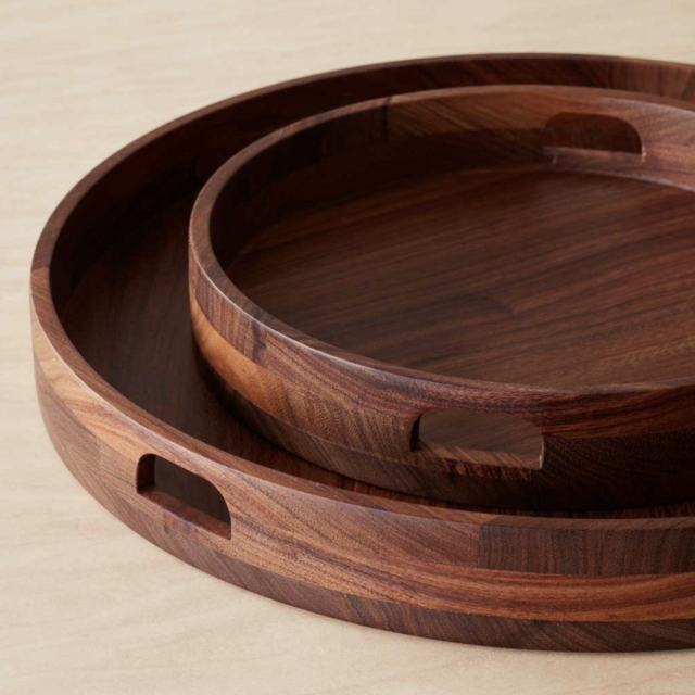 Tikal Round Wood Tray in Granadillo - Large